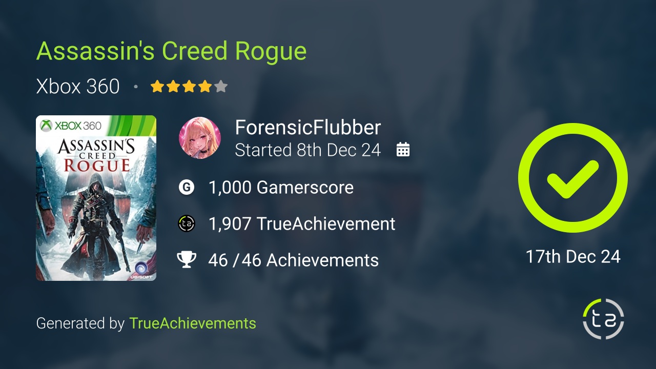 Assassin's Creed Rogue achievement summary
